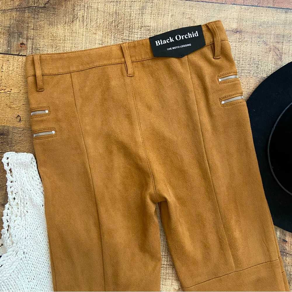 Vegan Suede Moto Leggings⭐️NWT STRETCH EVERYWHERE by Black Orchid - Picture 8 of 12